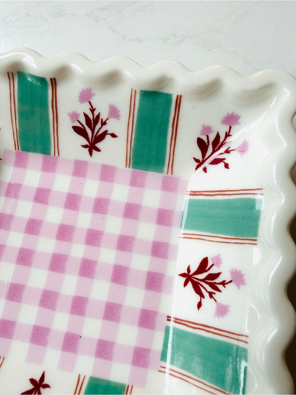 NEW Anthropologie Georgia Stoneware Trinket Dish, Pink & Green - Picture 6 of 7
